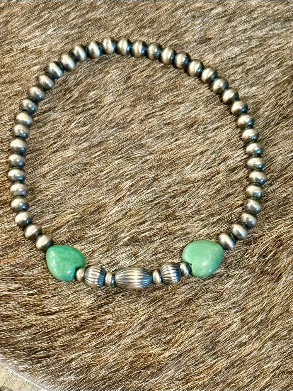 Sterling silver & kingman turquoise pearl bracelet